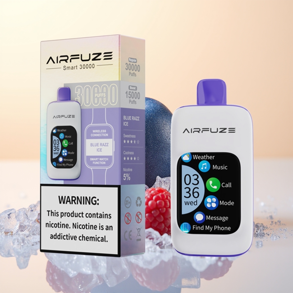 AirFuze Smart 30000 Puffs Wegwerp Vape Blauwe Framboos Ijs met 900mAh batterij