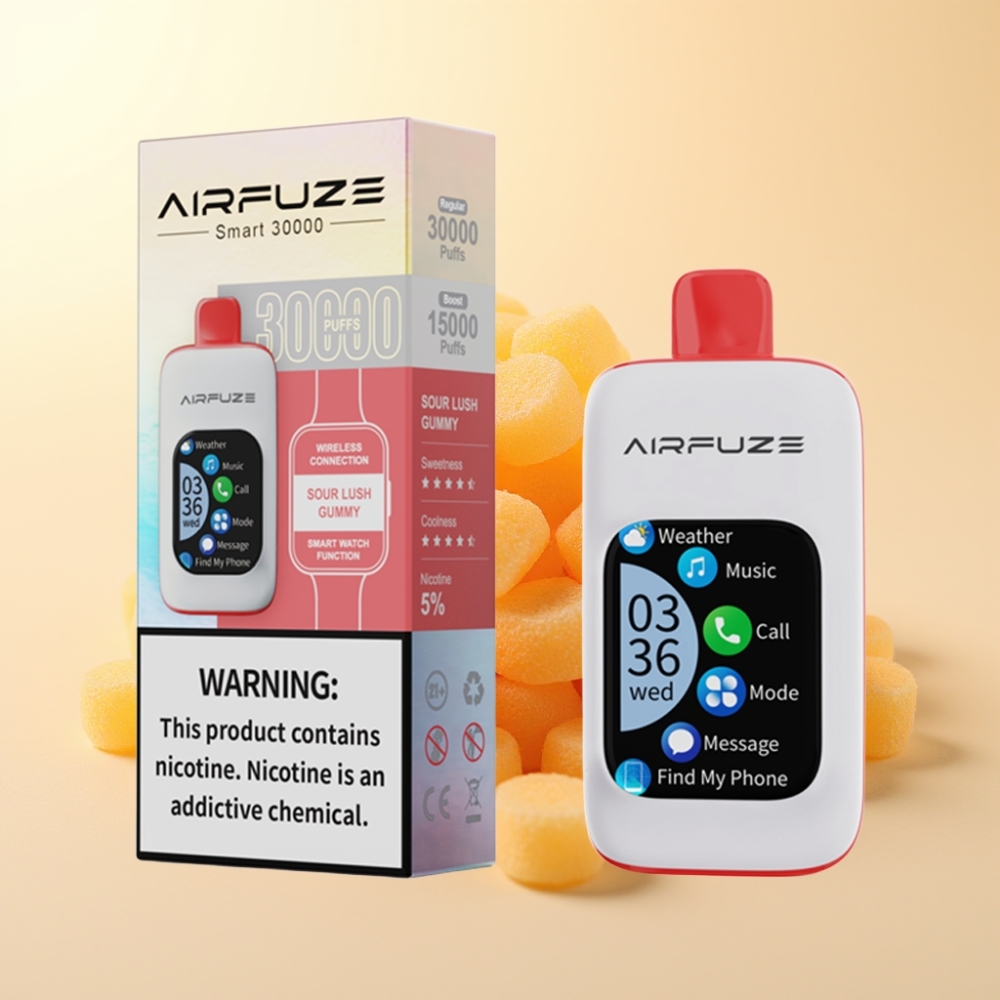 AirFuze Smart 30000 Puffs Wegwerp Vape Zure Lush Gummy & Pod 900mAh Type-C