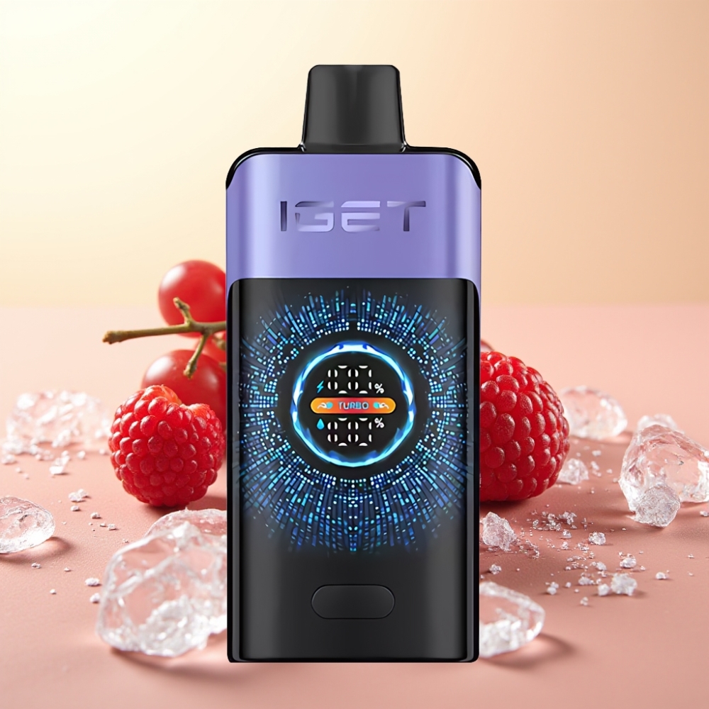 IGET ONE 12000 Puffs Wegwerp Vape Framboos Druif IJs met 2700 mAh Battery en Groot Scherm