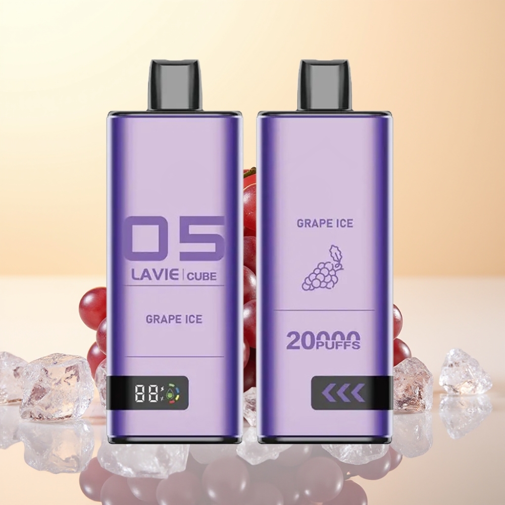 Lavie Cube 20000 Puffs Wegwerp Vape Druif IJs met 28ML Vloeistof en Type C Opladen