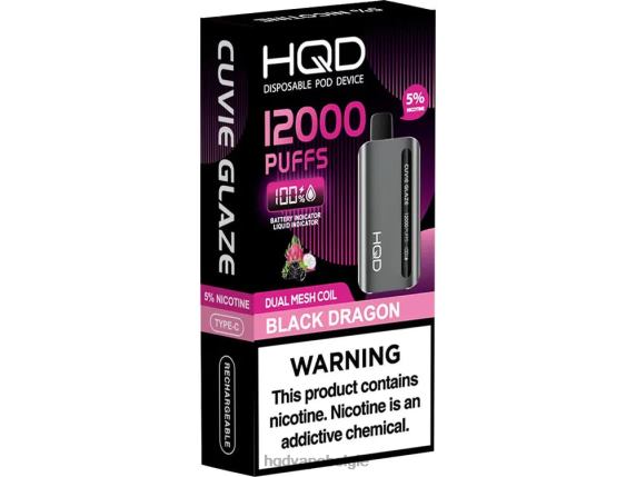 HQD CUVIE GLAZE wegwerpdamp 12000 | HQD Vape Belgium RX24V132 zwarte draak